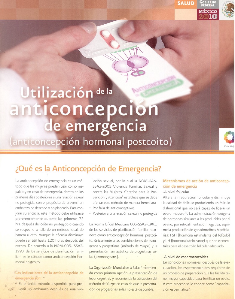 Utilización de la anticoncepción de emergencia (anticoncepción hormonal postcoito)